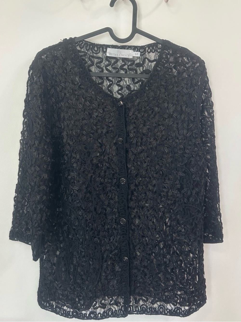 Vintage Lace Sheer Button-Front Jacket